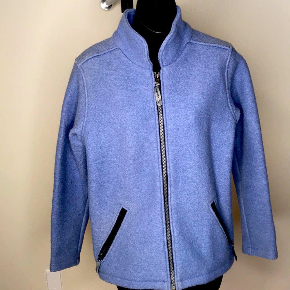 Ibex heavy wool zip up jacket women’s small blue excellent
